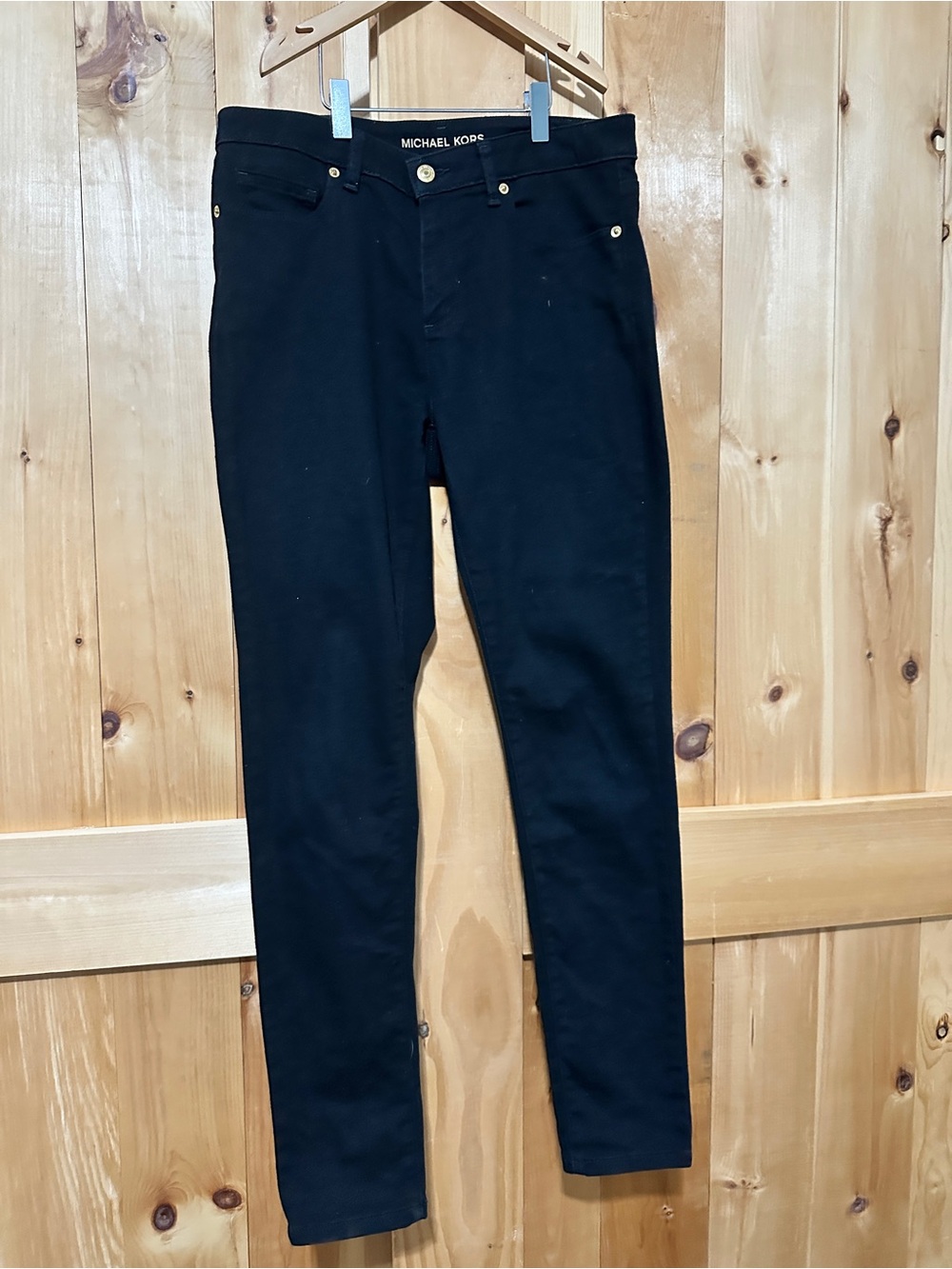 Michael Kors Izzy Skinny Black Pants - Gold Hardware - Size 8